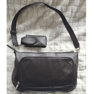 TRAVELON Brown Leather Crossbody Purse with Matching Cell Pouch